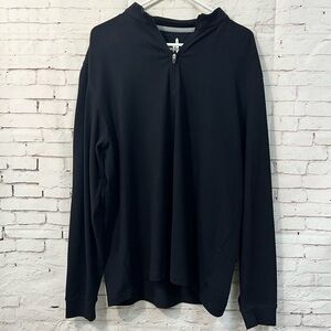 Johnnie-O Size Large Black Quarter Zip Pullover Shirt Sweatshirt